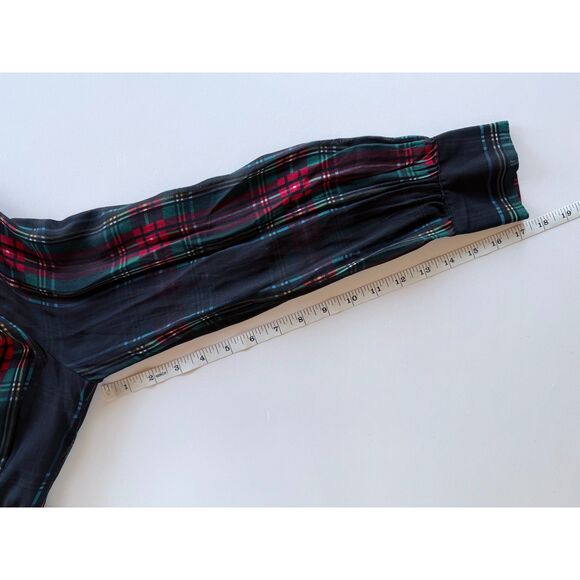 NWT J.Crew Tie-Neck Dress in Stewart Tartan Viscose Chiffon Black Red Green XS - Picture 15 of 15